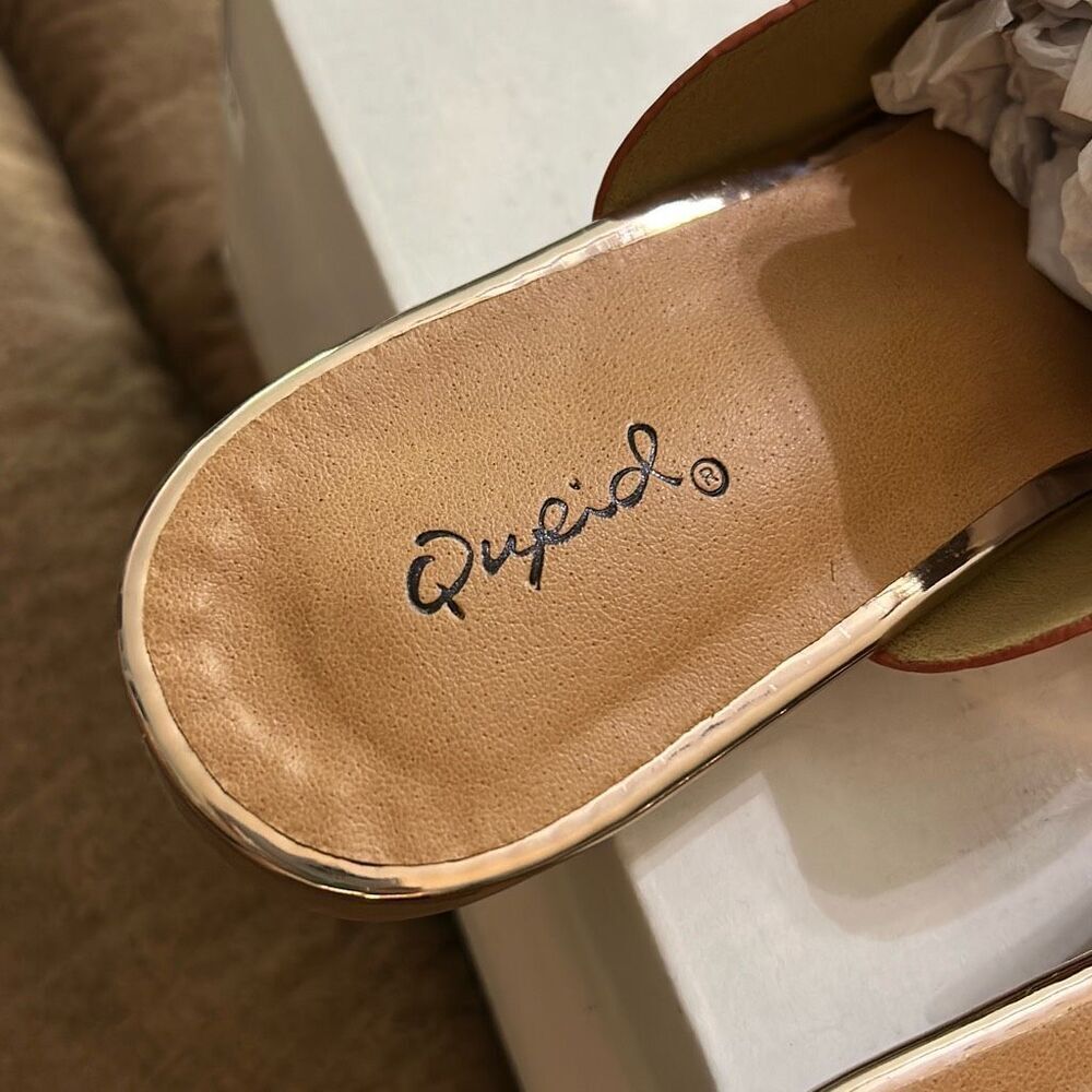 Nib Qupid “Moby-04” Size 8 Metallic Flat Mules Ro… - image 5